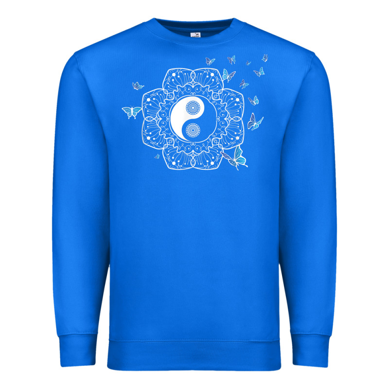 Yin Yang With Butterflies Ancient Chinese Yin Yang Premium Sweatshirt by Craftify | Teevron