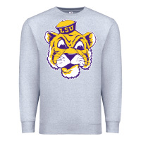 Heather Grey Vintage Louisiana State Tiger Mascot Premium Sweatshirt - Craftify