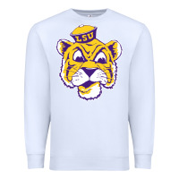 White Vintage Louisiana State Tiger Mascot Premium Sweatshirt - Craftify