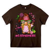 Chocolate Brown cat mom  life gnome Heavy Core Tee - BarkalooDesign