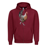 Burgundy American Game Chicken Zipper Hoodie - LillyAllenDesigns