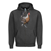 Charcoal Heather American Game Chicken Zipper Hoodie - LillyAllenDesigns
