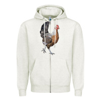 Oatmeal Heather American Game Chicken Zipper Hoodie - LillyAllenDesigns