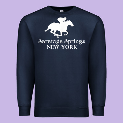 Saratoga Springs New York Horse Racing Jockey Premium Sweatshirt Designed By Craftify