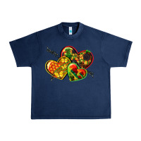 Navy juneteenth hearts Urban Heavy Tee - CowGirlArtShop