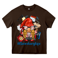 Chocolate Brown secretary life gnome Heavy Core Tee - BarkalooDesign