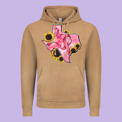 Texas Map Breast Cancer Vintage Hoodie Designed By Cowgirlartshop