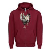 Burgundy wyandotte rooster Zipper Hoodie - LillyAllenDesigns