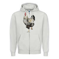 Dove Grey wyandotte rooster Zipper Hoodie - LillyAllenDesigns