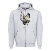 Heather Grey wyandotte rooster Zipper Hoodie - LillyAllenDesigns