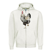 Oatmeal Heather wyandotte rooster Zipper Hoodie - LillyAllenDesigns