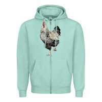Seafoam wyandotte rooster Zipper Hoodie - LillyAllenDesigns