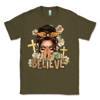 Army Green believe praying caucasian messy bun Classic Tee - texasbilliewilder