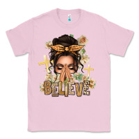 Bubblegum Pink believe praying caucasian messy bun Classic Tee - texasbilliewilder