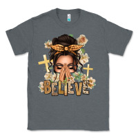 Charcoal Heather believe praying caucasian messy bun Classic Tee - texasbilliewilder