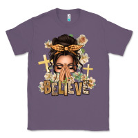 Lavender believe praying caucasian messy bun Classic Tee - texasbilliewilder