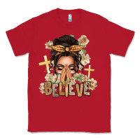 Red believe praying caucasian messy bun Classic Tee - texasbilliewilder