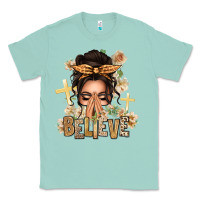 Seafoam believe praying caucasian messy bun Classic Tee - texasbilliewilder