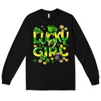 Black lucky girl st. patricks day Long Sleeve Tee - HowdyJamesFarm