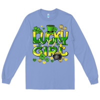 Colony Blue lucky girl st. patricks day Long Sleeve Tee - HowdyJamesFarm