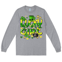 Heather Grey lucky girl st. patricks day Long Sleeve Tee - HowdyJamesFarm
