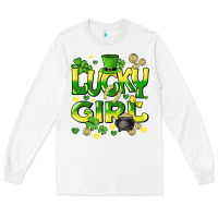 White lucky girl st. patricks day Long Sleeve Tee - HowdyJamesFarm
