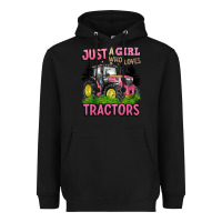 Black just a girl who loves tractors Heavyweight Hoodie - BarkalooDesign