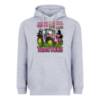 Heather Grey just a girl who loves tractors Heavyweight Hoodie - BarkalooDesign