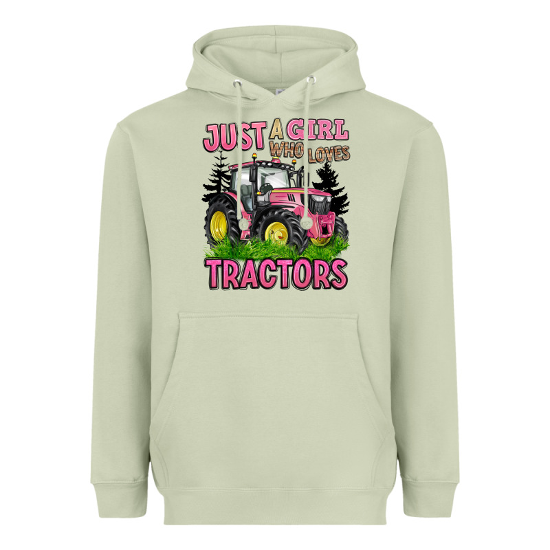 Just A Girl Who Loves Tractors Heavyweight Hoodie by BarkalooDesign | Teevron