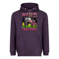 Plum just a girl who loves tractors Heavyweight Hoodie - BarkalooDesign