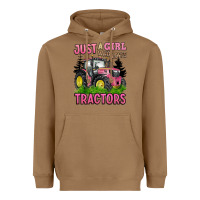 Toasted Coconut just a girl who loves tractors Heavyweight Hoodie - BarkalooDesign