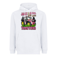 White just a girl who loves tractors Heavyweight Hoodie - BarkalooDesign