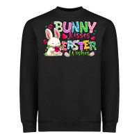 Black Bunny Kisses Easter Wishes Heavyweight Sweatshirt - CowhideDigitalArt