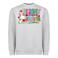 Heather Grey Bunny Kisses Easter Wishes Heavyweight Sweatshirt - CowhideDigitalArt