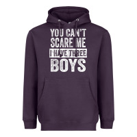 Plum You Can't Scare Me I Have Three Boys Funny Sons Mom Dad Gift Heavyweight Hoodie - DesignPulse