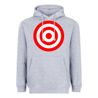 Heather Grey bullseye target red & white rings target Heavyweight Hoodie - DesignPulse