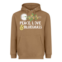Toasted Coconut peace , love & bluegrass   banjo nature vines illu Heavyweight Hoodie - DesignPulse
