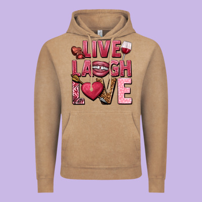 Live Laugh Love Valentine's Day Vintage Hoodie Designed By Howdyjamesfarm