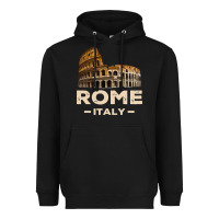 Black Cool Vintage Roma Italia Colosseum Souvenirs, Rome Italy Pullover Hood Heavyweight Hoodie - DesignPulse