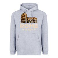 Heather Grey Cool Vintage Roma Italia Colosseum Souvenirs, Rome Italy Pullover Hood Heavyweight Hoodie - DesignPulse