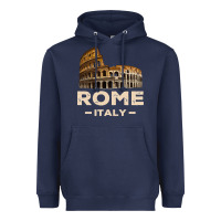 Navy Cool Vintage Roma Italia Colosseum Souvenirs, Rome Italy Pullover Hood Heavyweight Hoodie - DesignPulse