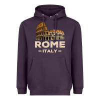 Plum Cool Vintage Roma Italia Colosseum Souvenirs, Rome Italy Pullover Hood Heavyweight Hoodie - DesignPulse