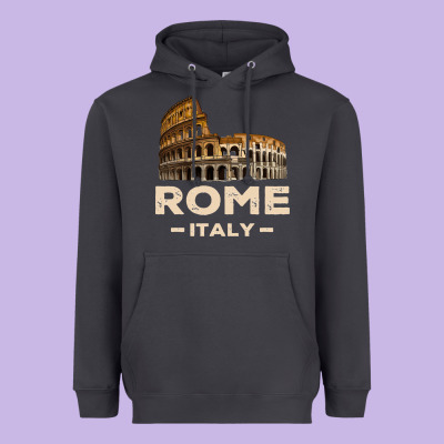 Cool Vintage Roma Italia Colosseum Souvenirs, Rome Italy Pullover Hood Heavyweight Hoodie Designed By Designpulse
