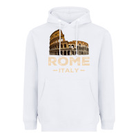 White Cool Vintage Roma Italia Colosseum Souvenirs, Rome Italy Pullover Hood Heavyweight Hoodie - DesignPulse
