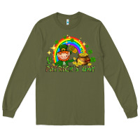 Army Green St. Patrick's Day Elf with elements Long Sleeve Tee - HowdyJamesFarm