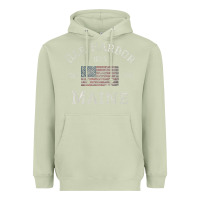 Matcha Bar Harbor Maine USA American Flag Established ME Vintage Heavyweight Hoodie - PixelWave