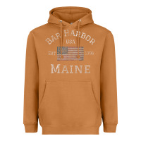 Meerkat Bar Harbor Maine USA American Flag Established ME Vintage Heavyweight Hoodie - PixelWave