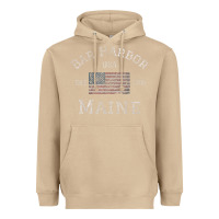 Mushroom Bar Harbor Maine USA American Flag Established ME Vintage Heavyweight Hoodie - PixelWave