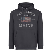 Smoke Bar Harbor Maine USA American Flag Established ME Vintage Heavyweight Hoodie - PixelWave