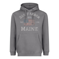 Storm Bar Harbor Maine USA American Flag Established ME Vintage Heavyweight Hoodie - PixelWave